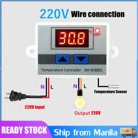 220V AC Digital LED Temperature Controller XH W3001 For Incubator