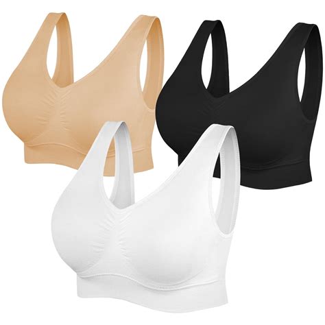 Comfortable Bra 3 Pack Seamless Removable Pads Sleep Bras Yoga Bra