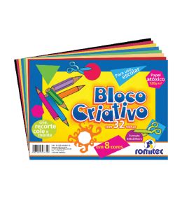 BLOCO PAPEL CRIATIVO PAPER A4 325X235MM 120GR 32FL 08 CORES 6734 ROMITEC