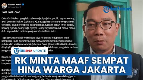 Ridwan Kamil Minta Maaf Soal Twit Lawas Hina Warga Jakarta And Kritik Dpr