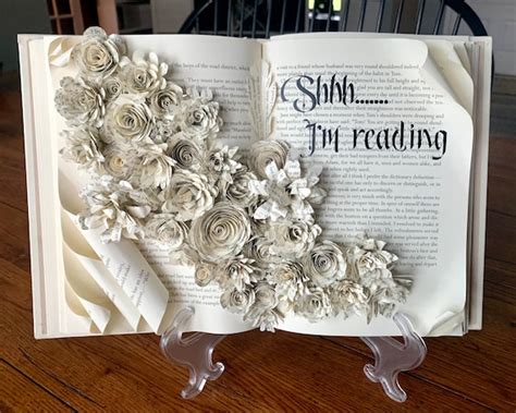 Book Art Sculpture Paper Flower Reading Lover's Coffee - Etsy Australia