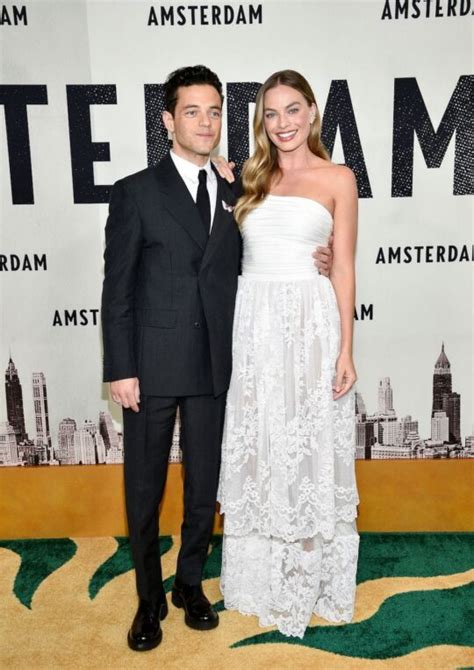 Margot Robbie In Chanel With Rami Malek At Amsterdam World Premiere