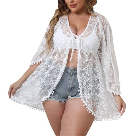 GYUJNB Women S Plus Size Sexy Lace Hollow Crochet Bikini Cover Ups