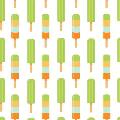 Premium Vector Seamless Pattern Of Orange And Green Ice Cream On A Stick