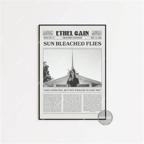 Ethel Cain Retro Newspaper Print Sun Bleached Flies Poster Lyrics