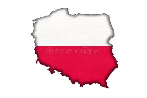 Poland Border Silhouette with National Flag. Contour Country on Geography Map Stock Illustration ...