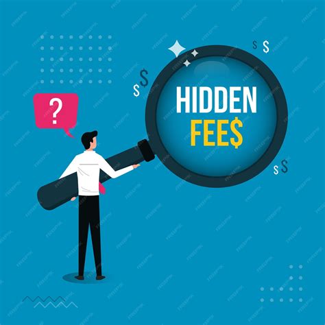 Premium Vector | Hidden fees text under magnifying glass Fees in