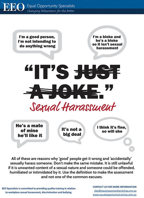 Sexual Harassment Poster Just A Joke Equal Opportunity Training