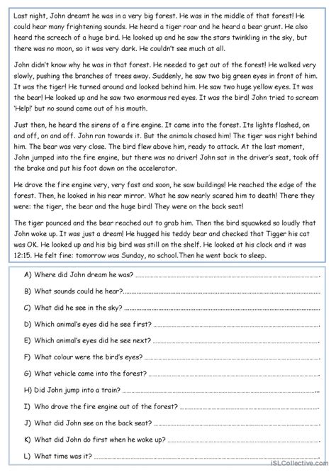 A Scary Dream Picture Description English Esl Worksheets Pdf Doc