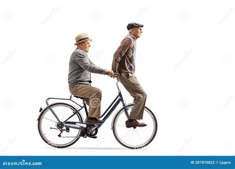 Elderly Man Riding Another Senior On A Bicycle Stock Photo Image Of