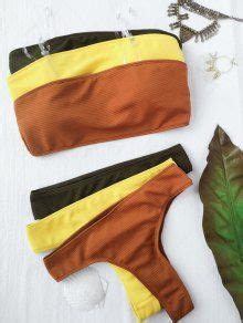 Textured High Leg Bandeau Bikini Set In GREEN ZAFUL 2024