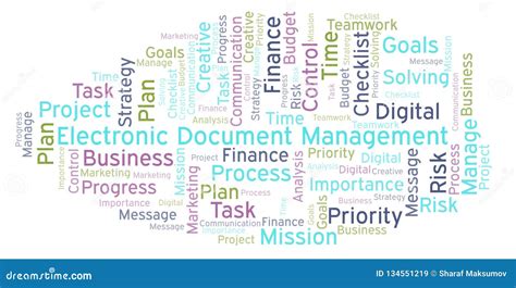 Electronic Document Management Word Cloud Made With Text Only Stock