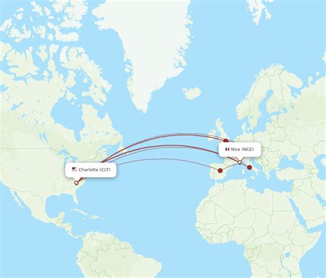 All Flight Routes From Charlotte To Nice Clt To Nce Flight Routes