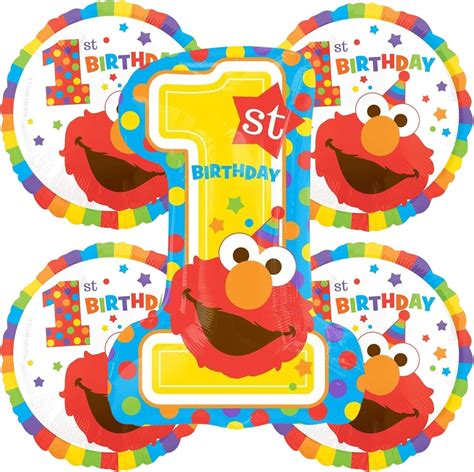 Elmo First Birthday Balloons Set Of 5 Elmos Themed Party Balloon Decorations For A