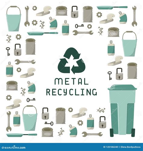 Metal El Reciclaje De La Tarjeta Con Basura, El Contenedor Y Poner