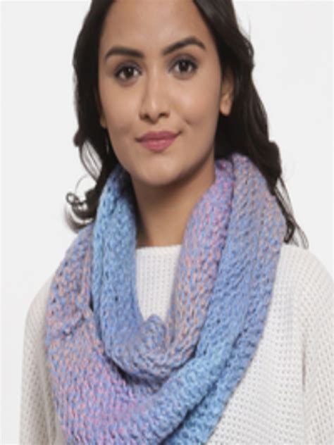 Buy Bodh Design Unisex Blue And Pink Hand Knitted Snood Muffler