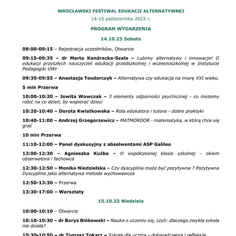 Program Festiwalu Wrofea Pdf Docdroid