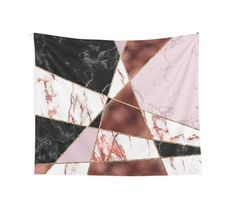 Copper Rose Gold Black And White Cool Girly Marble Pattern Wall