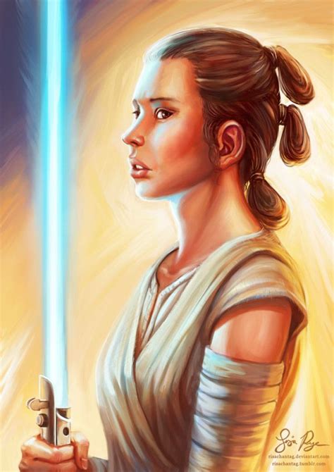 A Painting Of A Woman Holding A Light Saber