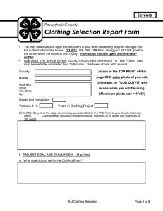 Junior Form H Clothing Selection