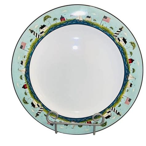 Sakura Coastal Breeze Dinner Plate Platter Warren Kimble Lighthouse