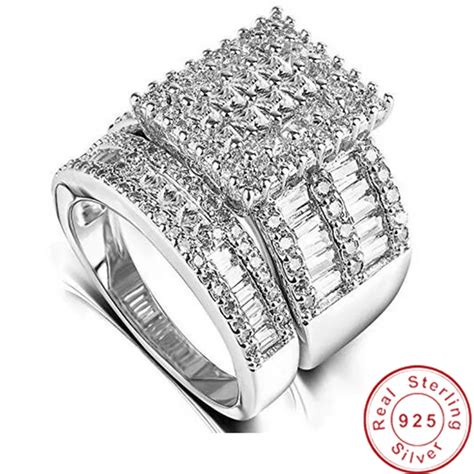 Bagues De Luxe En Argent Sterling 925 Pour Femmes Ensemble De Bagues