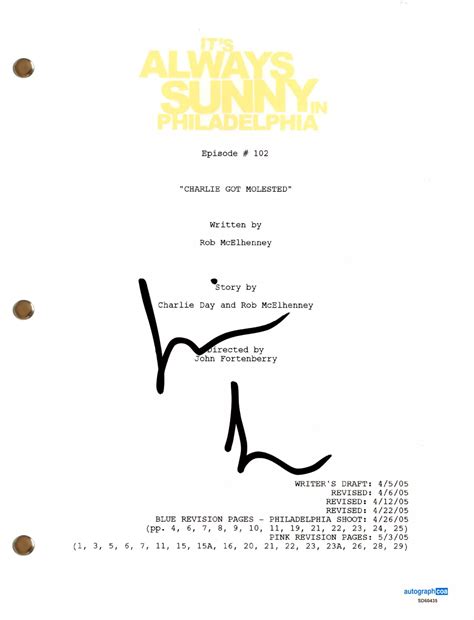 Jimmi Simpson It’s Always Sunny In Philadelphia Signed TV Script