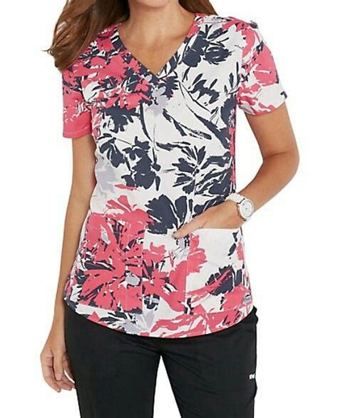 Greys Anatomy Superb V Neck Print Scrub Tops Medical Fashion Womens Scrubs Womens Scrub Tops