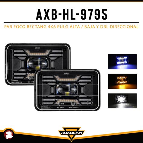 PAR FOCOS RECTANG 4X6 PULG ALTA BAJA Y DRL DIRECCIONAL REACSA