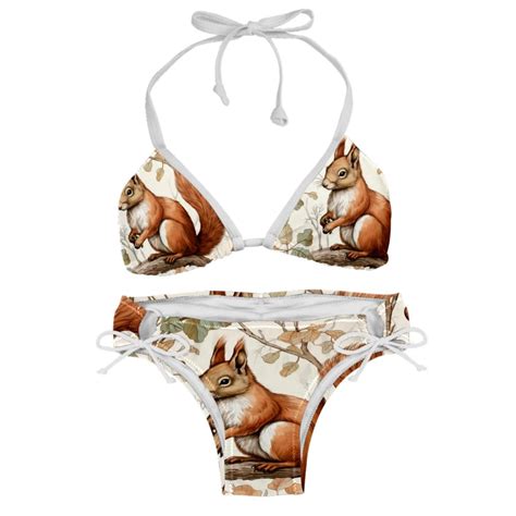 Squirrel Detachable Sponge Adjustable Strap Bikini Set Two Pack