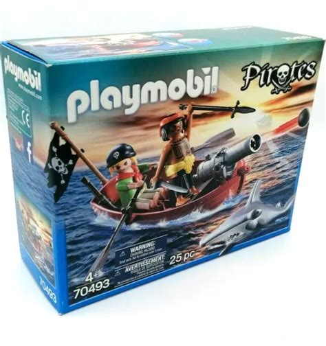 PLAYMOBIL PIRATEN RUDERBOOT Mit Kanone 70493 Waffen Und Hammerhai Neu