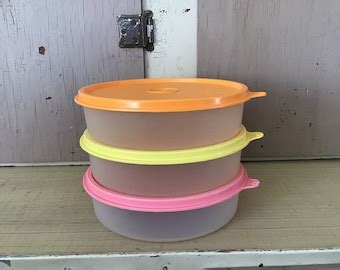 Vintage Tupperware Cubix Round Container Etsy