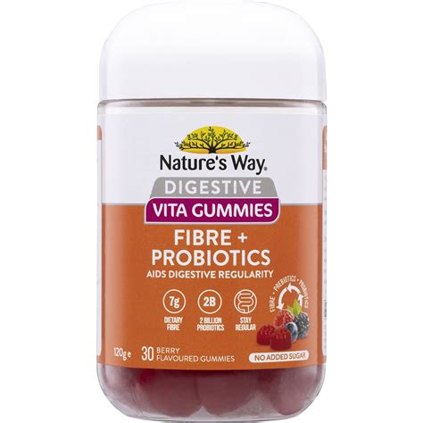 Nature S Way Fibre Probiotics Digestive Vita Gummies Berry Flavoured