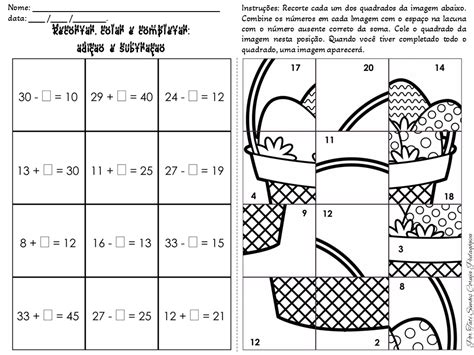Quebra Cabeça 3 Ano - Atividade de cálculos quebra-cabeça páscoa 3º ano - Coruja Pedagógica