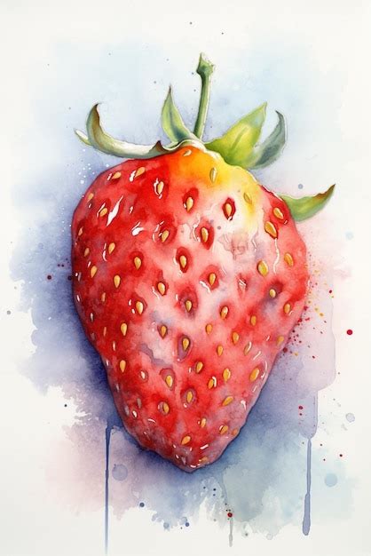 Premium Photo A Watercolor Painting Of A Strawberry