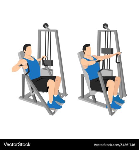 Hammer strength machine seated chest press Vector Image