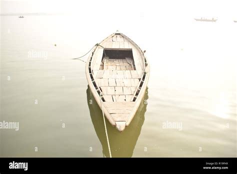 Boat in river Ganga at Assi Ghat in Varanasi Stock Photo - Alamy