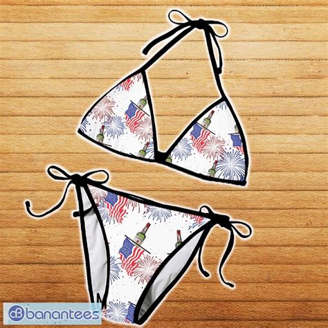 Jameson American Flag Fireworks String Bikini Set Swimsuit Beach Banantees