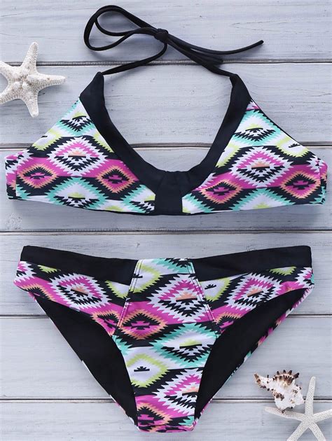 Printed Halter Bikini Set Colormix Bikinis S Zaful