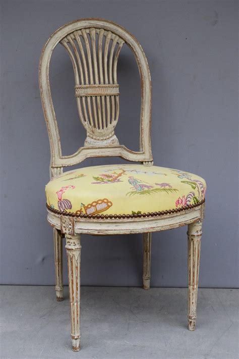 Proantic Chaise De Style Louis XVI En Bois Peint Et Patiné