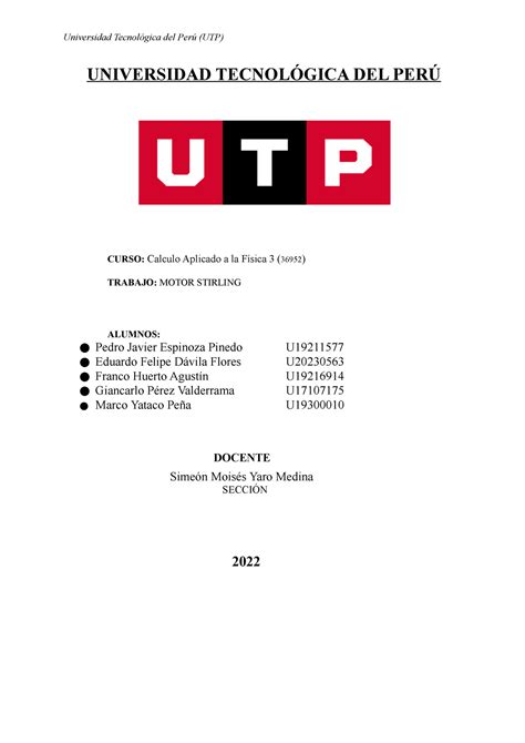 Articulo Caf Motor Stirling Universidad Tecnol Gica Del Per Curso