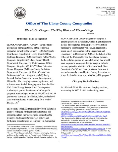 2016 Electric Car Charging Stations Usage Report – Ulster County