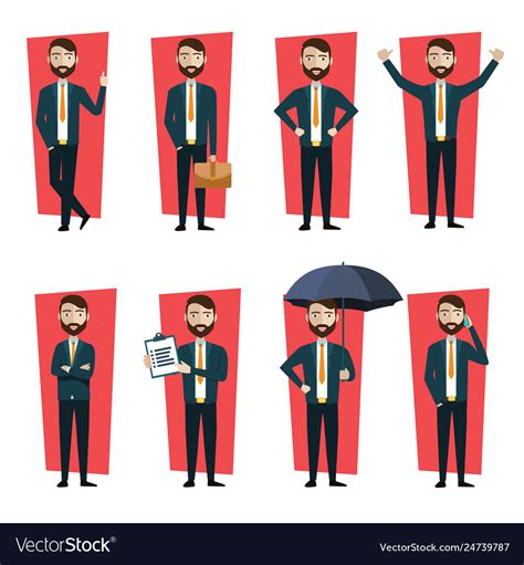 Businessman Character Creation Set Showing Vector Image