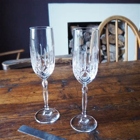 Pair of Vintage Crystal Champagne Flutes - Etsy