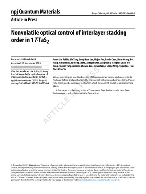 nonvolatile optical control  interlayer stacking order   tas