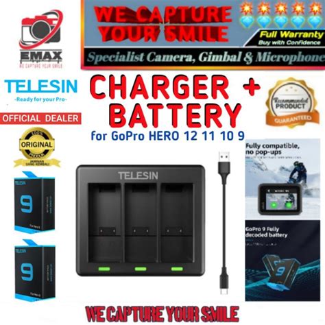 Jual TELESIN 3 Slot Charger USB C Fast Charging 2 Battery