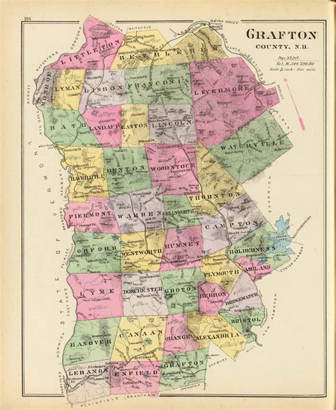 Grafton County, New Hampshire 1892 Old Town Map Reprint - Hurd State ...