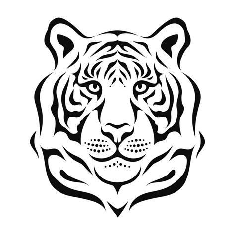 Tiger Head Ink Illustration Stylized Vector Illustration Oriental