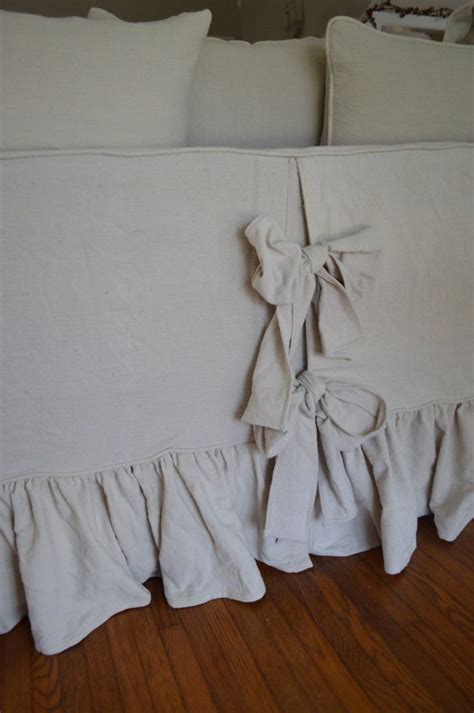 Drop cloth slipcover. Custom slipcover tailor by AlchemyFineLiving