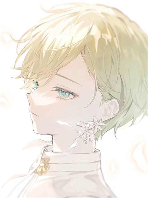 Safebooru 1boy Androgynous Blonde Hair Blue Eyes Closed Mouth Dangle Earrings Earrings